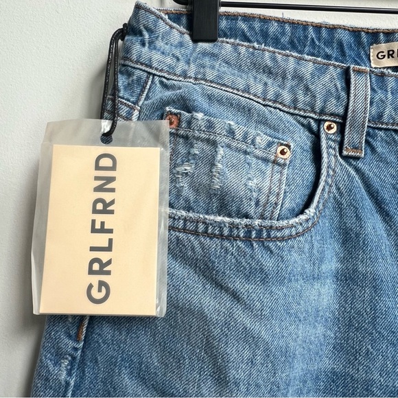 NWT GRLFRND Karolina High Rise Straight Crop Jeans Point Loma Distressed button - Picture 7 of 16